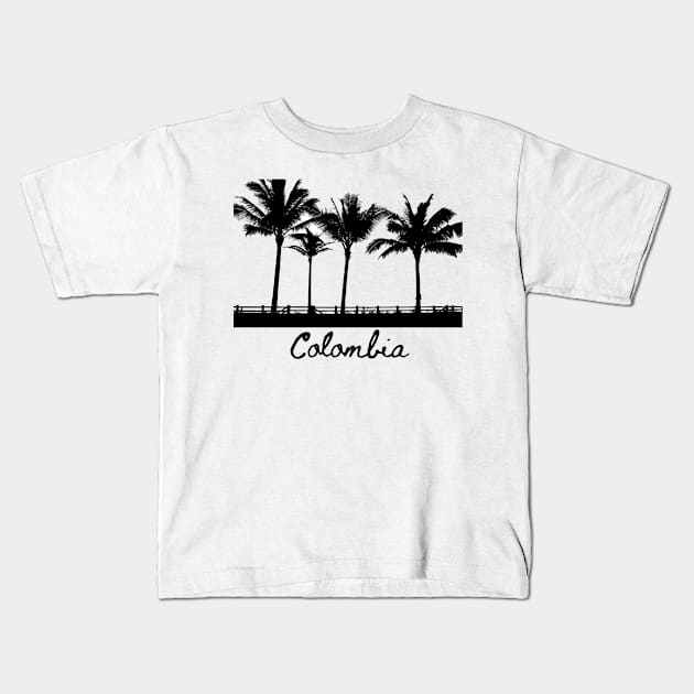 Colombia Palm Trees Silhouette Kids T-Shirt by julyperson